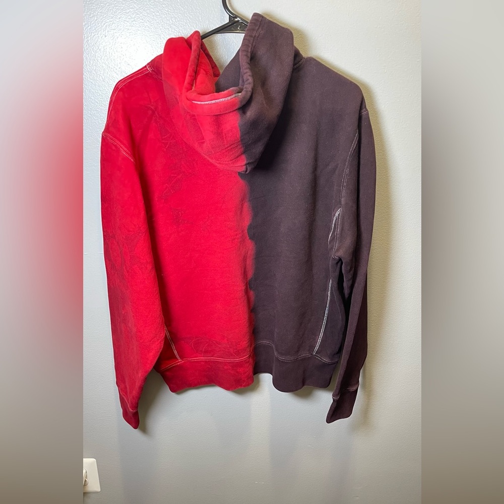 Hypland Half Tie Dye Red Maroon Brown Hoodie Long Sleeve Size Medium - Picture 2 of 6